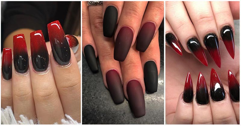 red black ombre nails